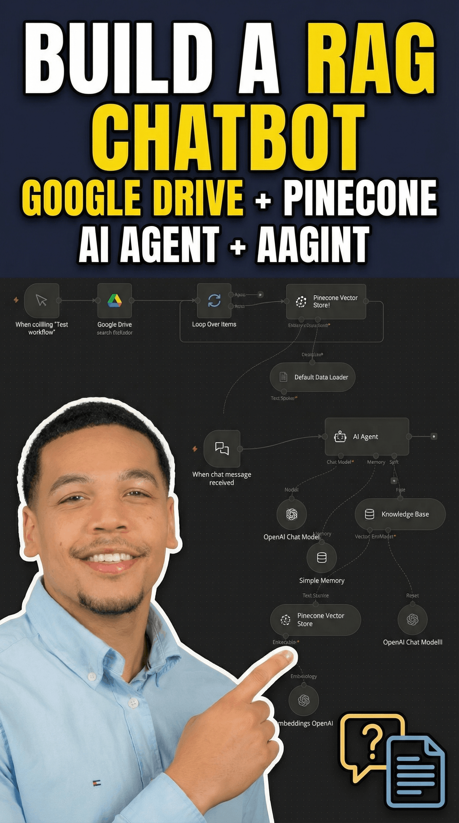RAG Knowledge Agent Workflow Demo - Google Drive Integration mit Pinecone Vector Database für halluzinationsfreie KI-Antworten